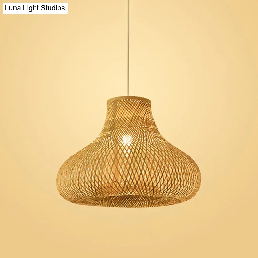 Modern Bamboo Pendant Lamp: Asian-Inspired Single-Head Lighting Fixture For Restaurants Twisted