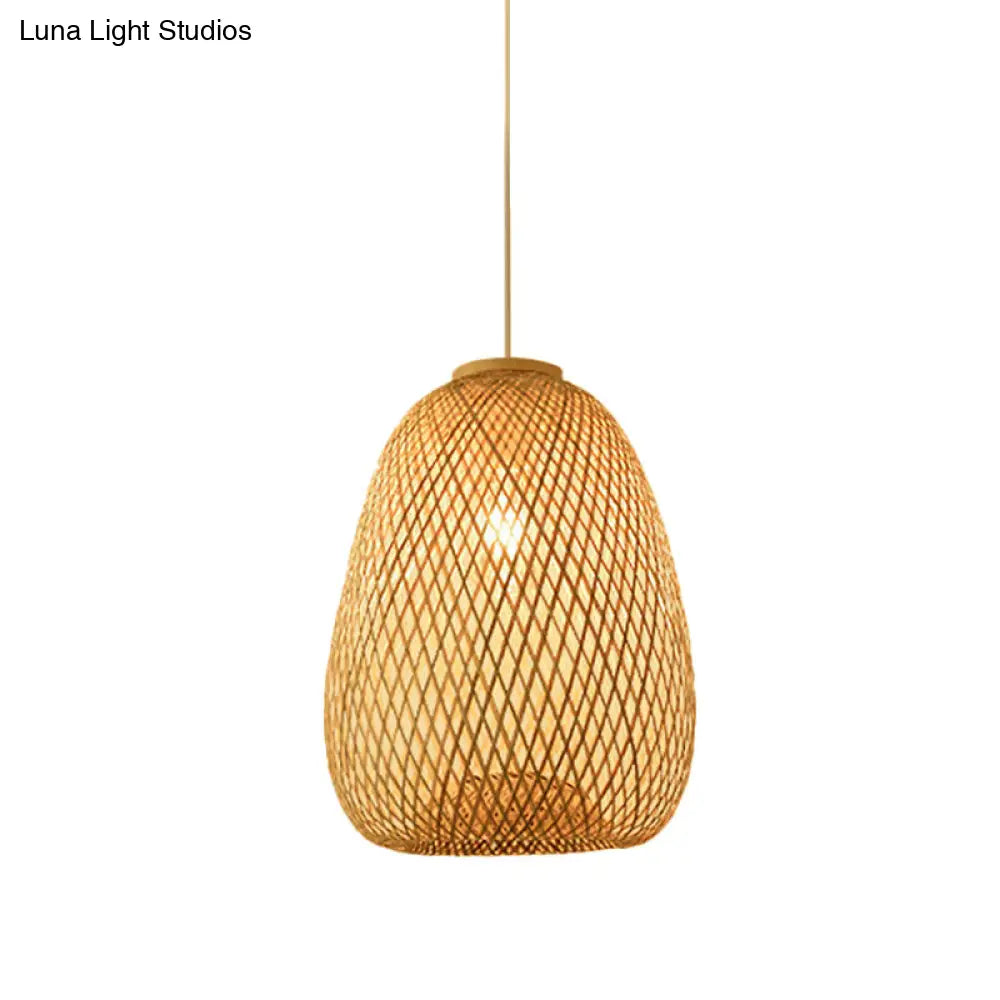 Modern Bamboo Pendant Lamp: Asian-Inspired Single-Head Lighting Fixture For Restaurants Twisted