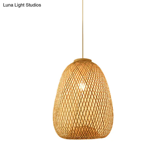 Modern Bamboo Pendant Lamp: Asian-Inspired Single-Head Lighting Fixture For Restaurants Twisted