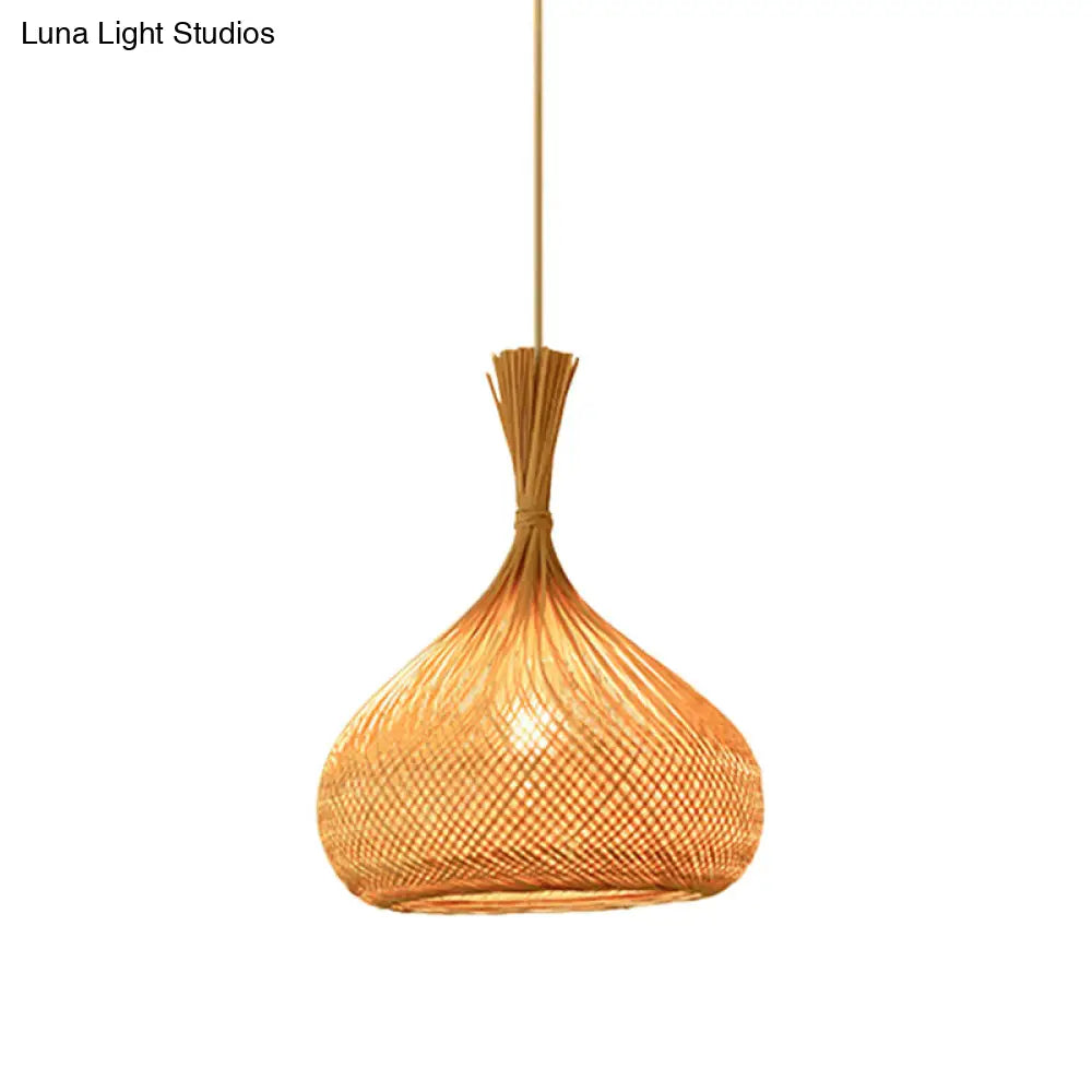 Modern Bamboo Pendant Lamp: Asian-Inspired Single-Head Lighting Fixture For Restaurants Twisted