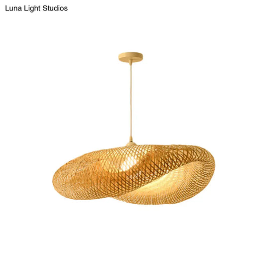 Modern Bamboo Pendant Lamp: Asian-Inspired Single-Head Lighting Fixture For Restaurants Twisted