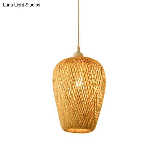 Modern Bamboo Pendant Lamp: Asian-Inspired Single-Head Lighting Fixture For Restaurants Twisted