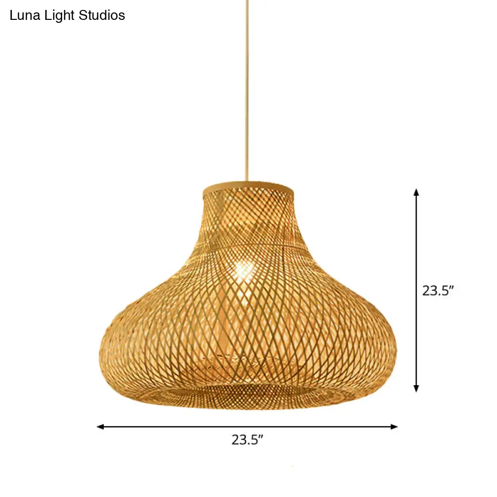 Modern Bamboo Pendant Lamp: Asian-Inspired Single-Head Lighting Fixture For Restaurants Twisted