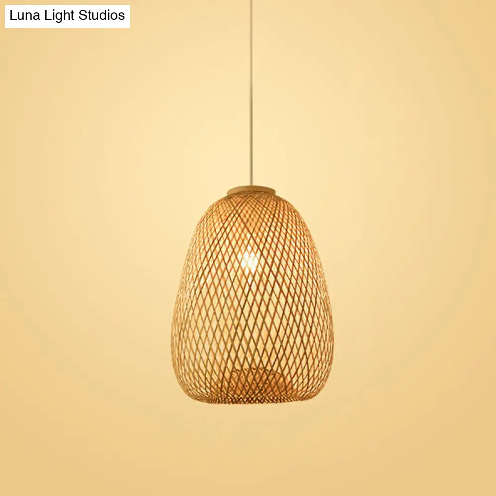 Modern Bamboo Pendant Lamp: Asian-Inspired Single-Head Lighting Fixture For Restaurants Twisted