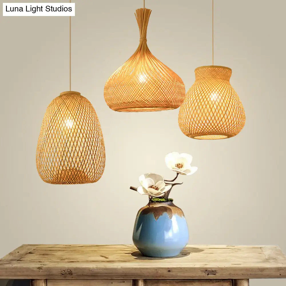 Modern Bamboo Pendant Lamp: Asian-Inspired Single-Head Lighting Fixture For Restaurants Twisted