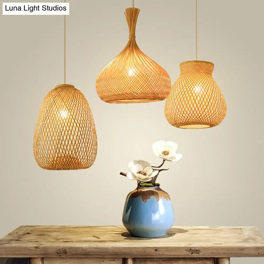 Modern Bamboo Pendant Lamp: Asian-Inspired Single-Head Lighting Fixture For Restaurants Twisted