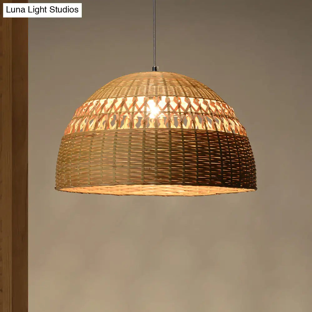 Bamboo Pendant Light - Chinese 1 Head Ceiling Lamp In Flaxen