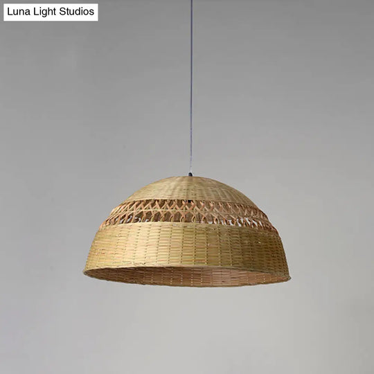 Bamboo Pendant Light - Chinese 1 Head Ceiling Lamp In Flaxen