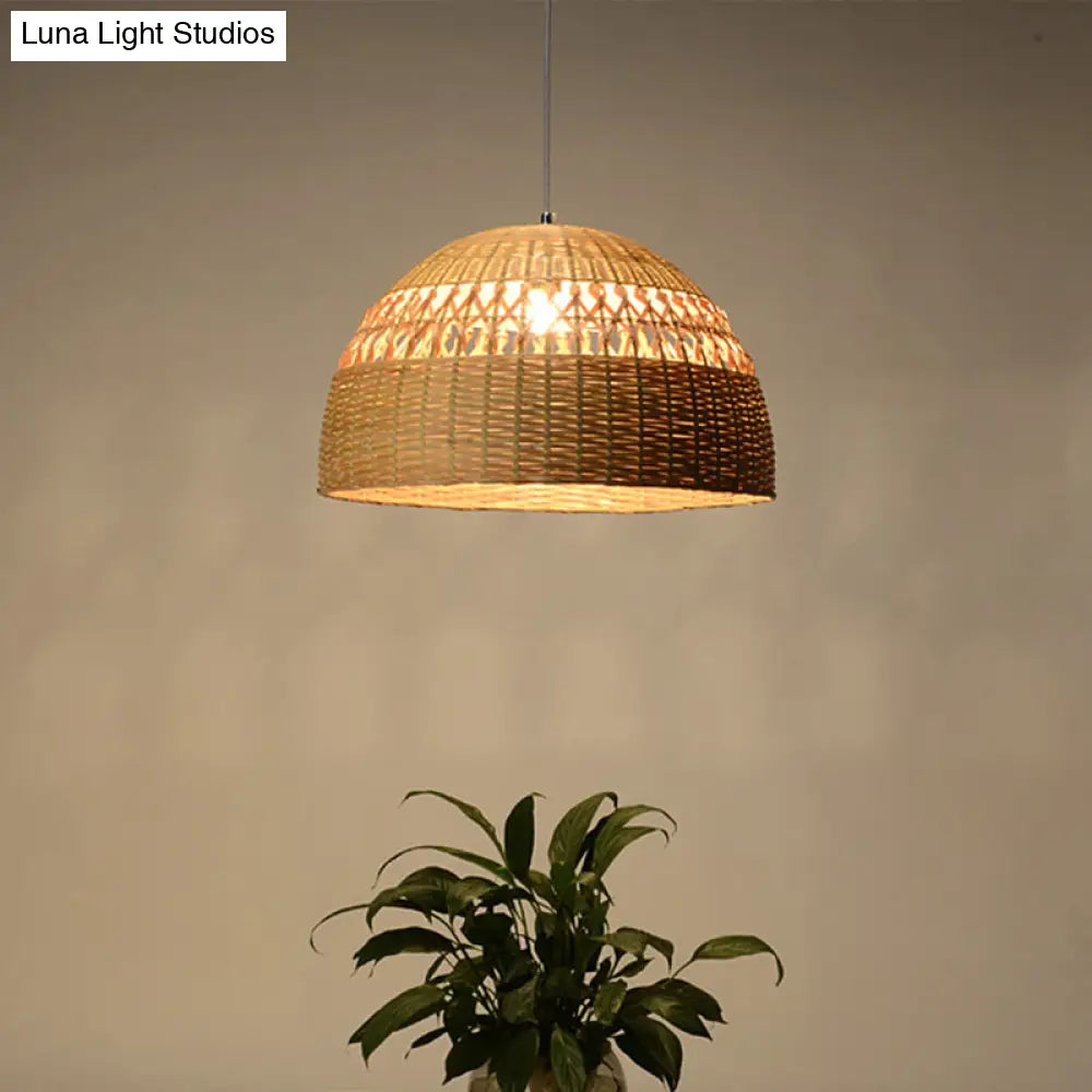 Bamboo Pendant Light - Chinese 1 Head Ceiling Lamp In Flaxen