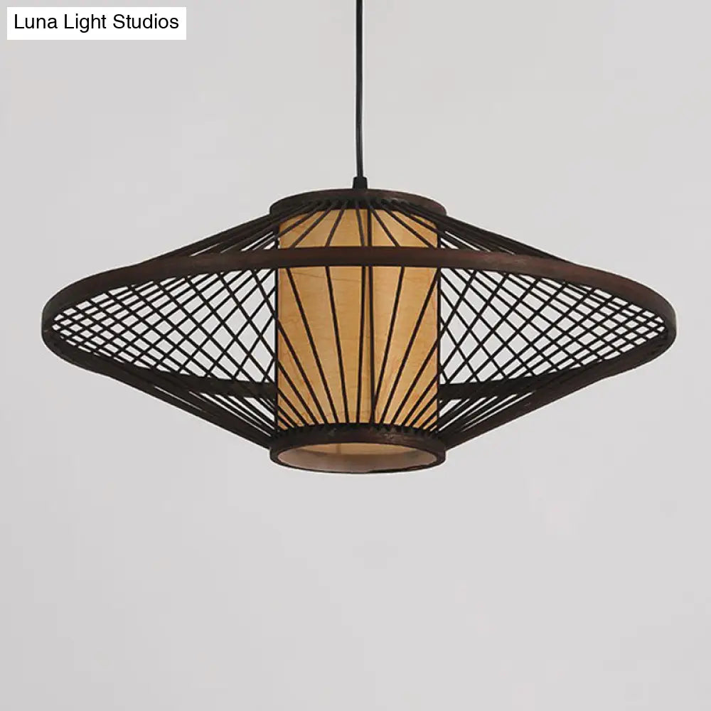 Bamboo Pendant Light: Chinese Style Coffee Cage Suspension 1-Light Fixture