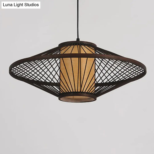 Bamboo Pendant Light: Chinese Style Coffee Cage Suspension 1-Light Fixture