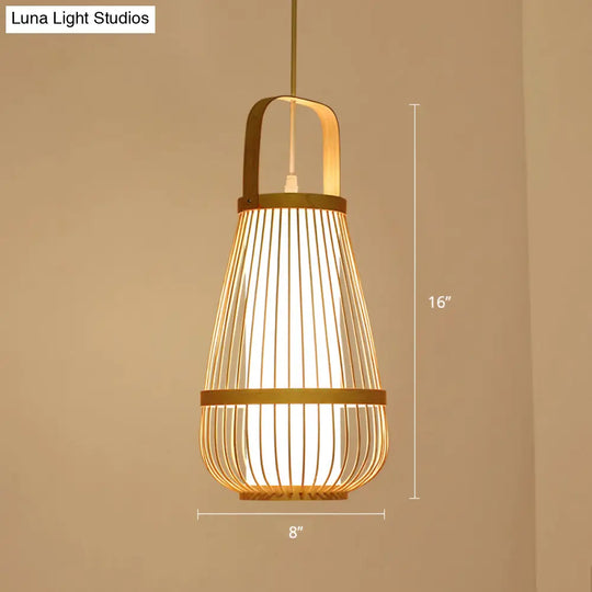 Bamboo Pendant Light - Contemporary Single-Bulb Wood Fixture