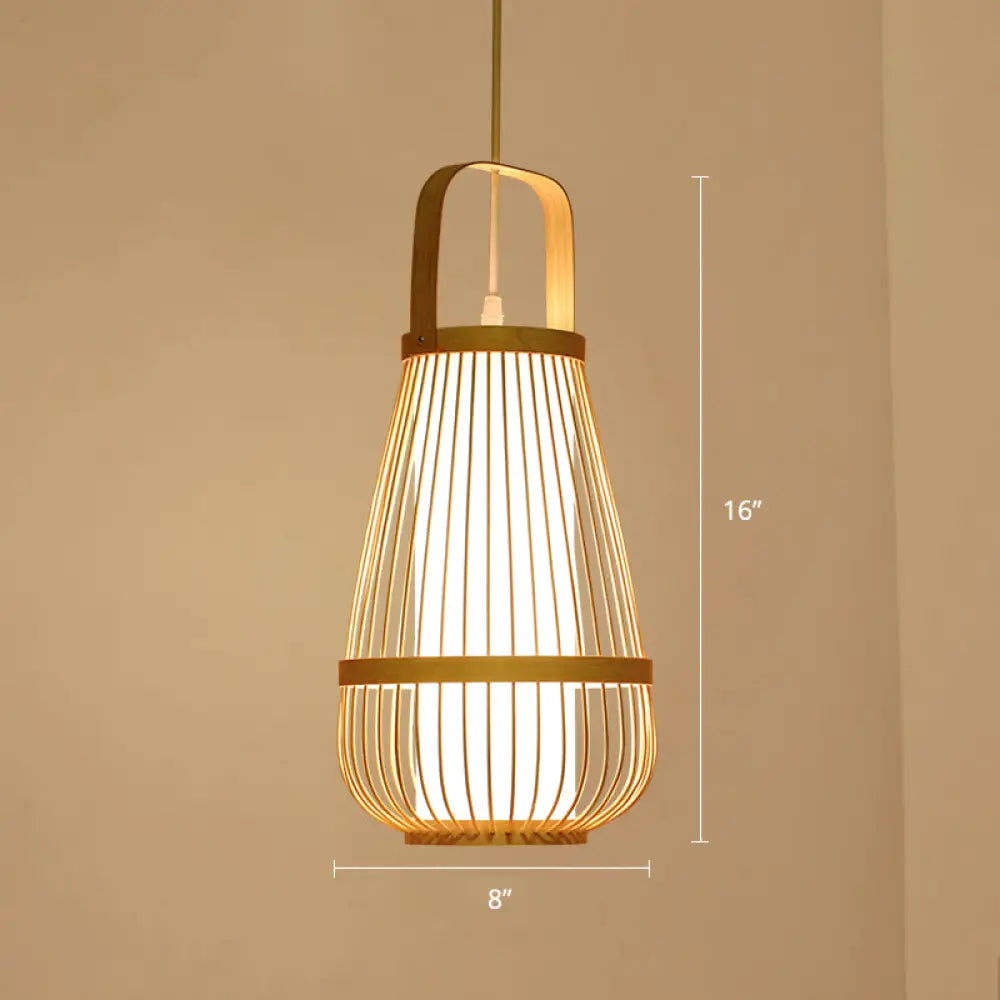 Bamboo Pendant Light - Contemporary Single-Bulb Wood Fixture