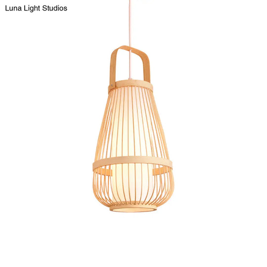 Bamboo Pendant Light - Contemporary Single-Bulb Wood Fixture