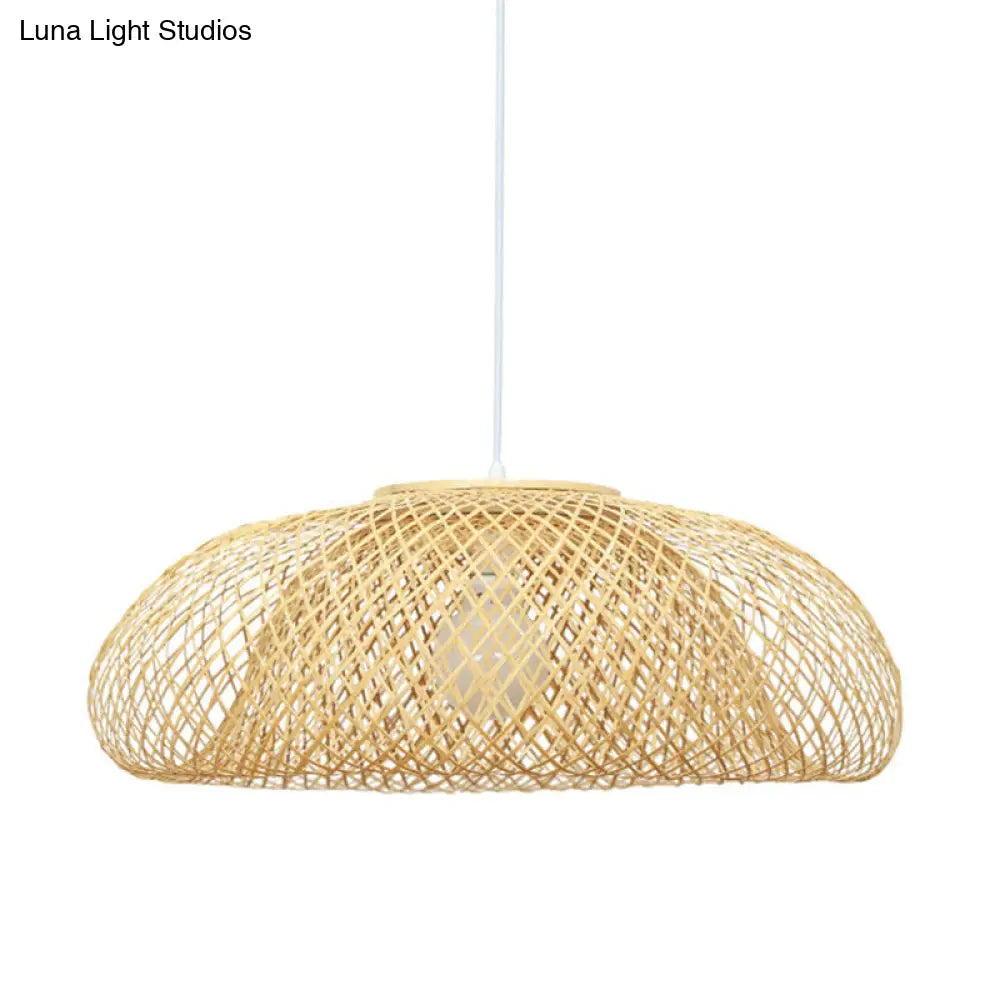 Bamboo Pendant Light In Modern Style - 1 Hanging Lamp For Restaurant’ (Available 16.5’’