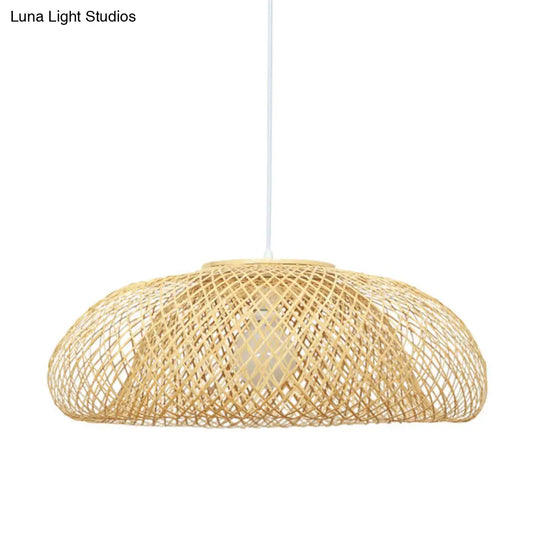 Bamboo Pendant Light In Modern Style - 1 Hanging Lamp For Restaurant’ (Available 16.5’’