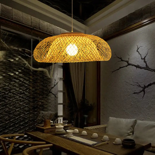 Bamboo Pendant Light In Modern Style - 1 Hanging Lamp For Restaurant’ (Available 16.5’’