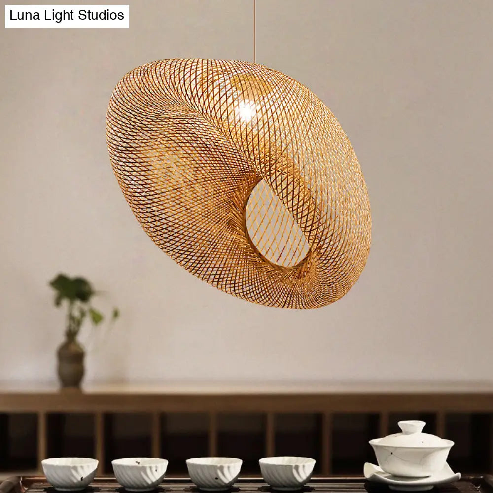 Bamboo Pendant Lighting: Handwoven Chinese Style Flaxen Ceiling Lamp