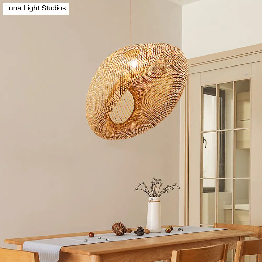 Bamboo Pendant Lighting: Handwoven Chinese Style Flaxen Ceiling Lamp