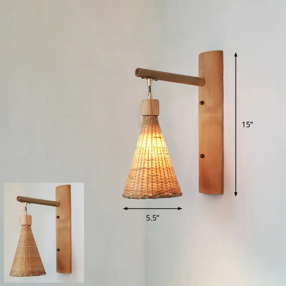 Bamboo Single-Bulb Wall Mounted Lamp: Handcrafted Corridor Light Fixture In Contemporary Wood Design