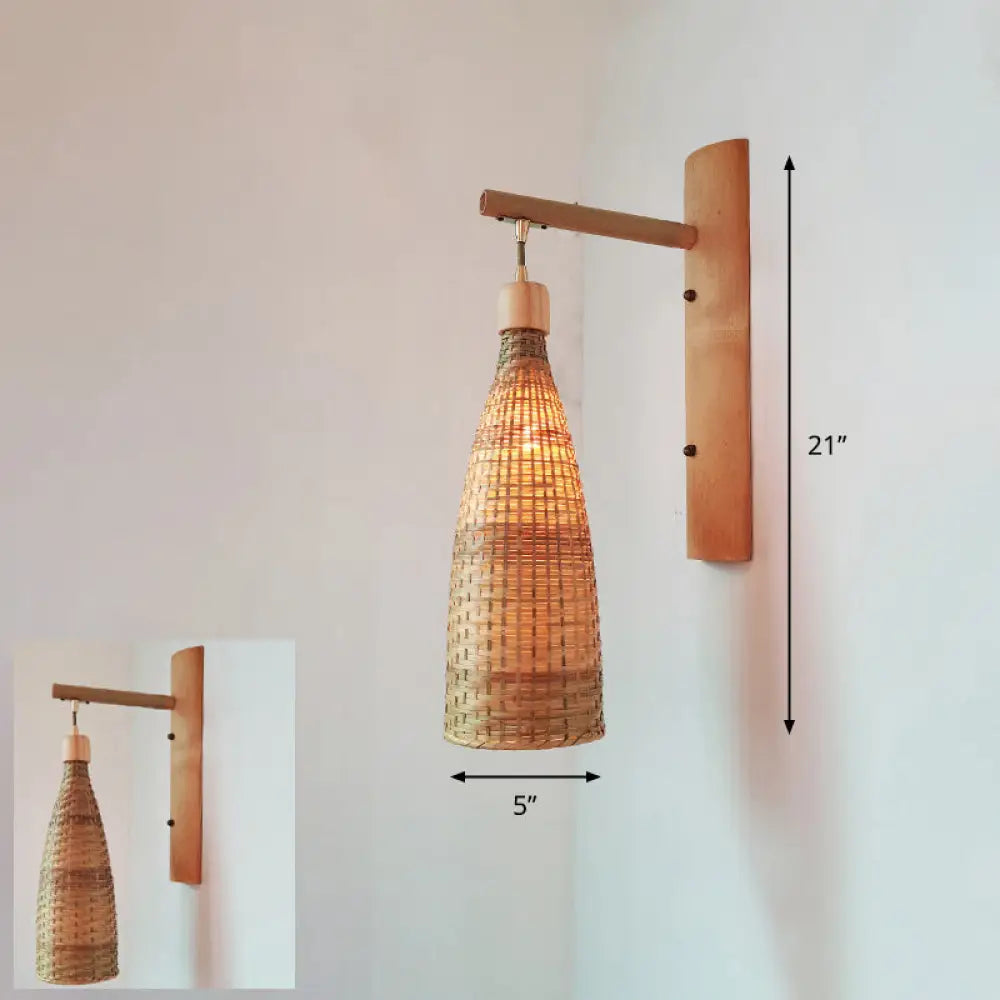 Bamboo Single-Bulb Wall Mounted Lamp: Handcrafted Corridor Light Fixture In Contemporary Wood Design