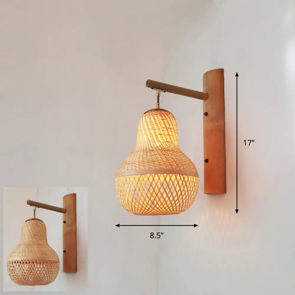 Bamboo Single-Bulb Wall Mounted Lamp: Handcrafted Corridor Light Fixture In Contemporary Wood Design