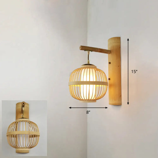 Bamboo Single-Bulb Wall Mounted Lamp: Handcrafted Corridor Light Fixture In Contemporary Wood Design