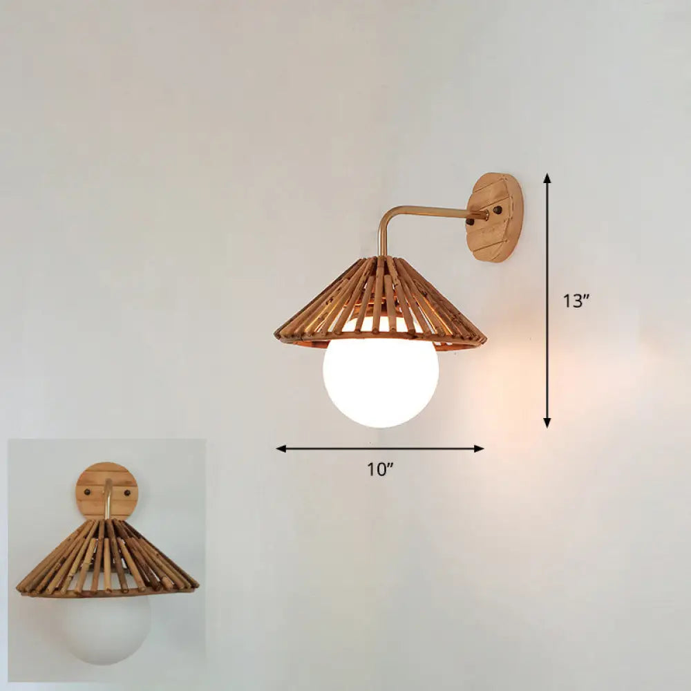 Bamboo Single-Bulb Wall Mounted Lamp: Handcrafted Corridor Light Fixture In Contemporary Wood Design