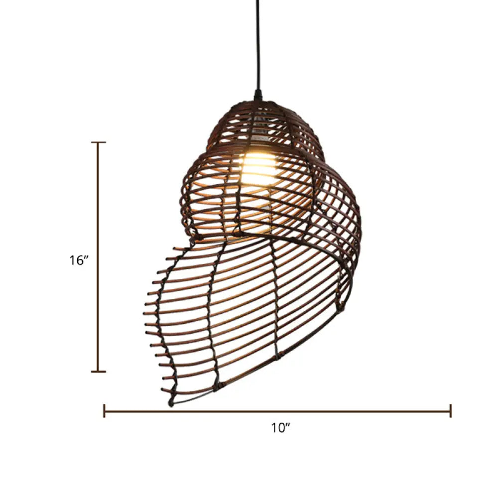 Bamboo Spiral Shell Pendant Light Fixture - Single Hanging Asian-Inspired For Restaurants Coffee /