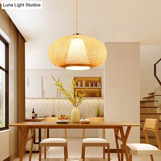 Bamboo Suspension Lighting: Minimalist Drum Pendant Ceiling Light