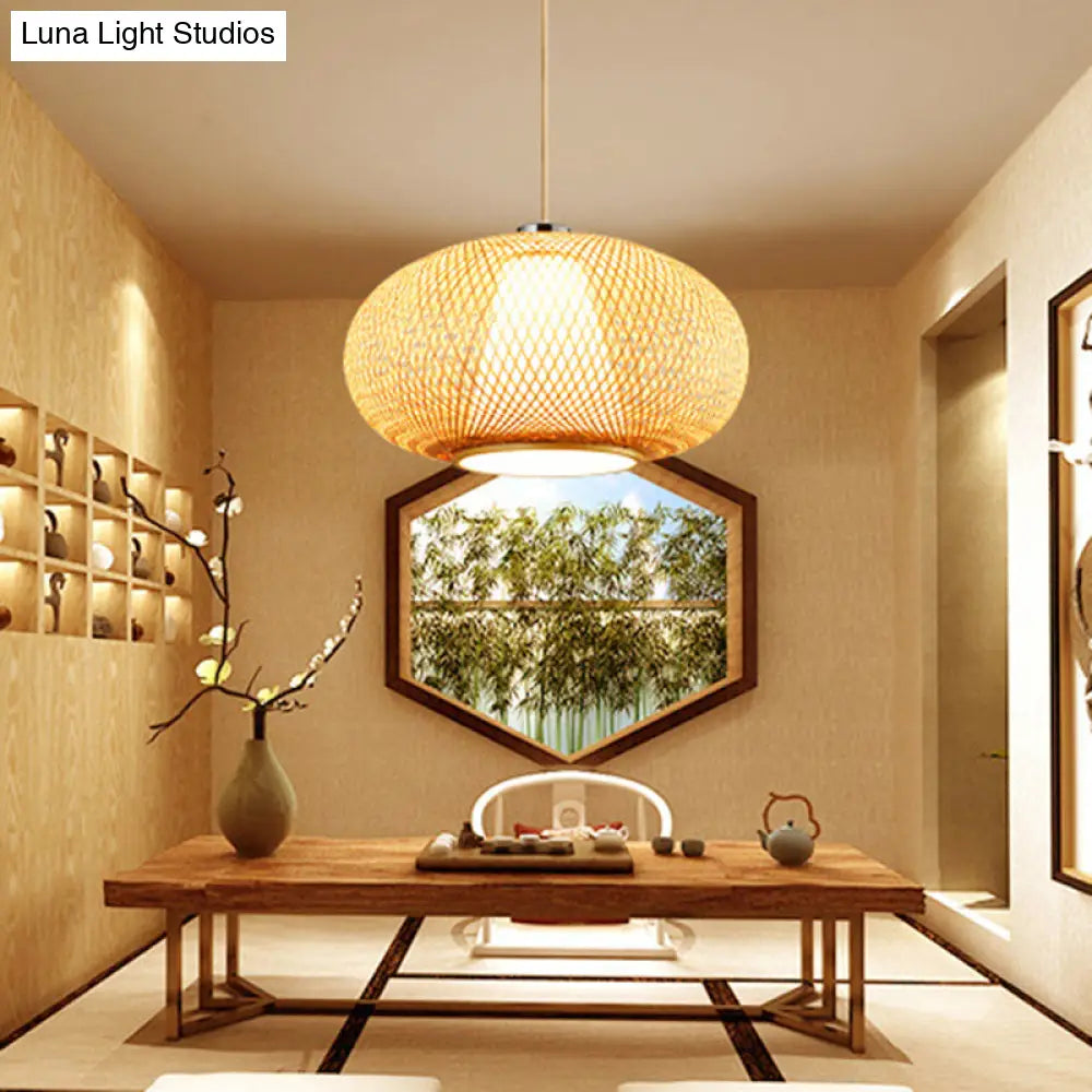 Bamboo Suspension Lighting: Minimalist Drum Pendant Ceiling Light