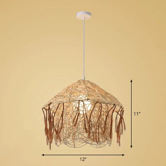 Bamboo Suspension Pendant Light: Handmade Simplicity In Wood / E