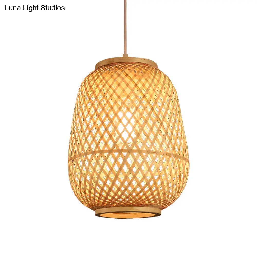 Bamboo Suspension Wood Pendant Ceiling Light - Minimalist Lantern Design