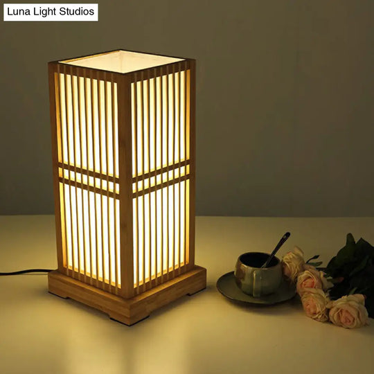 Bamboo Tea Room Nightstand Lamp Contemporary Single Table Lighting In Wood