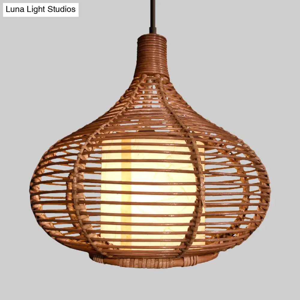 Bamboo Teardrop Pendant Ceiling Lamp - Chinese Style Coffee