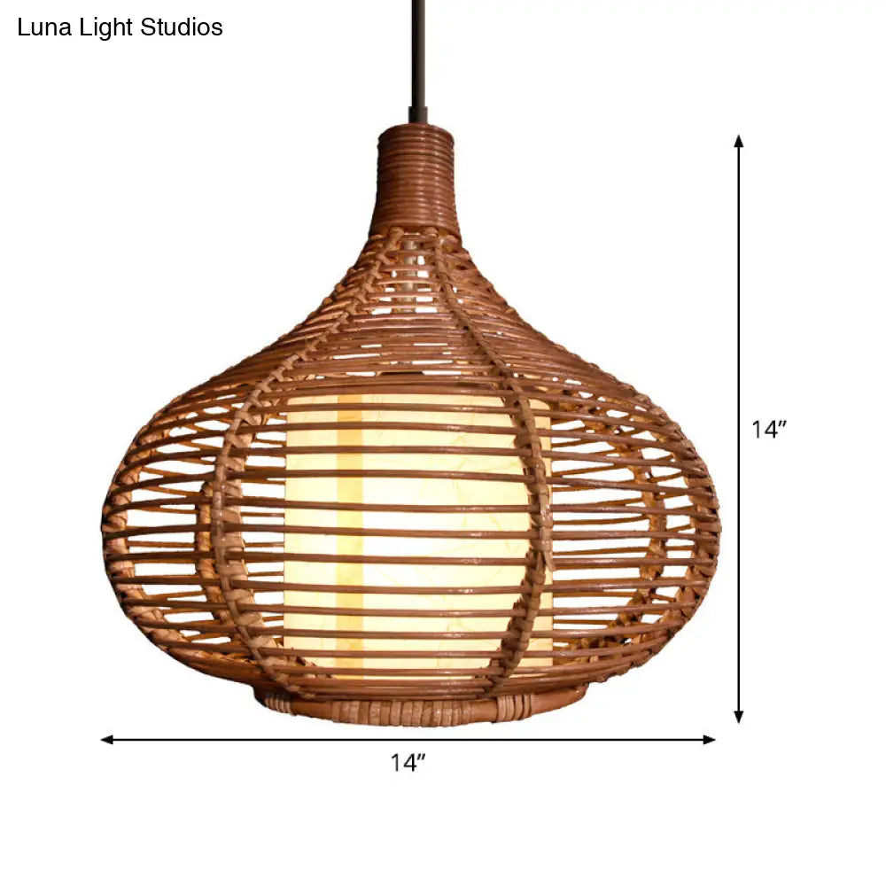 Bamboo Teardrop Pendant Ceiling Lamp - Chinese Style Coffee