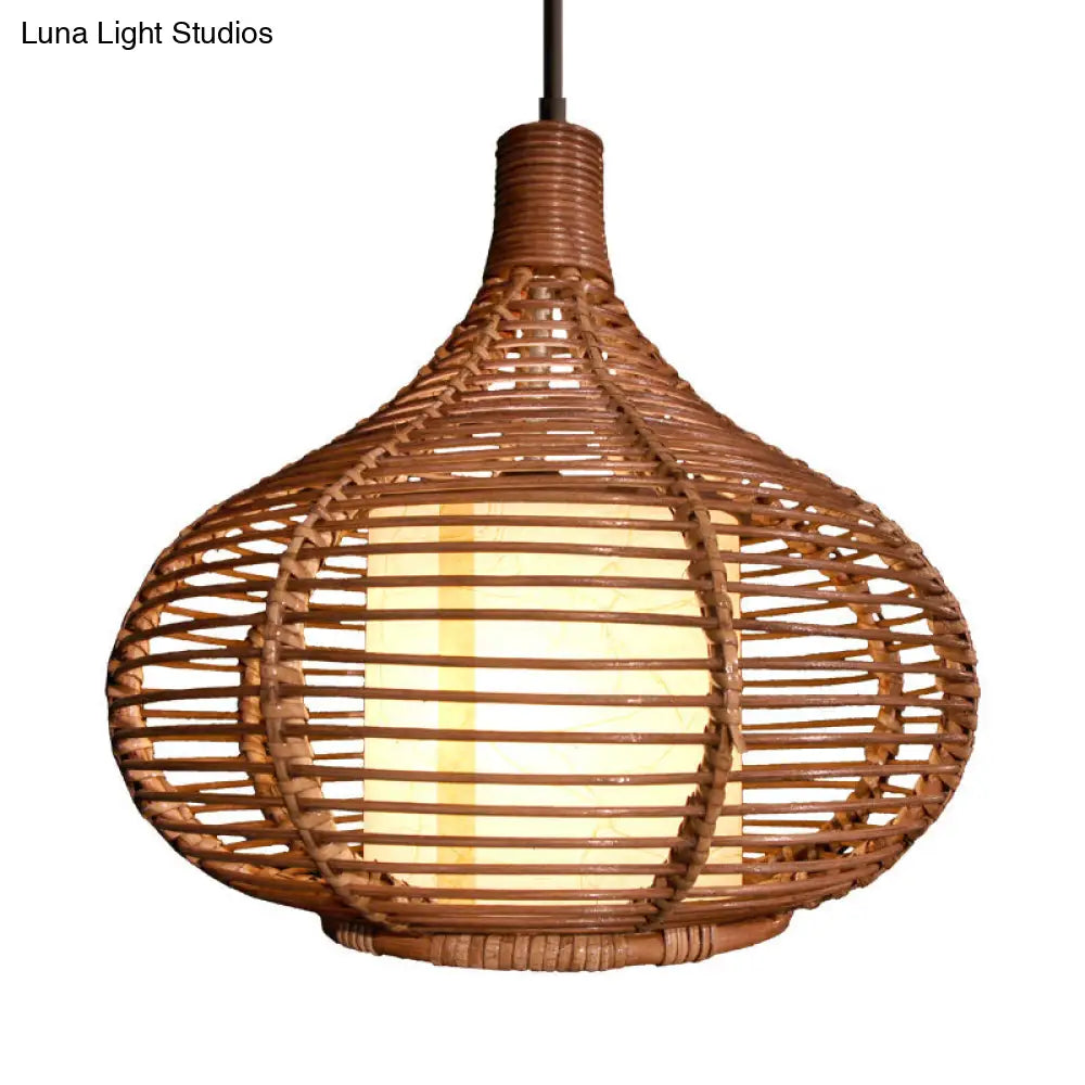 Bamboo Teardrop Pendant Ceiling Lamp - Chinese Style Coffee