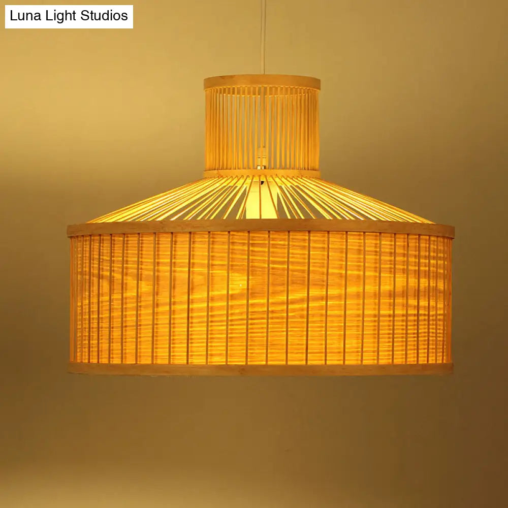 Bamboo Urn Pendant Light - Beige 1-Head 18/23.5 Wide