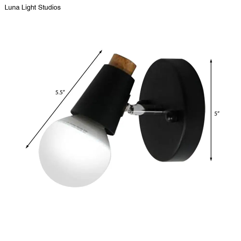 Bare Bulb Metal Cup Sconce Light: Industrial 1-Light Black Bathroom Wall Lamp