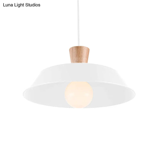 Barn Living Room Hanging Lamp - Industrial Iron Pendant Light Fixture (1-Light) With Wooden Top