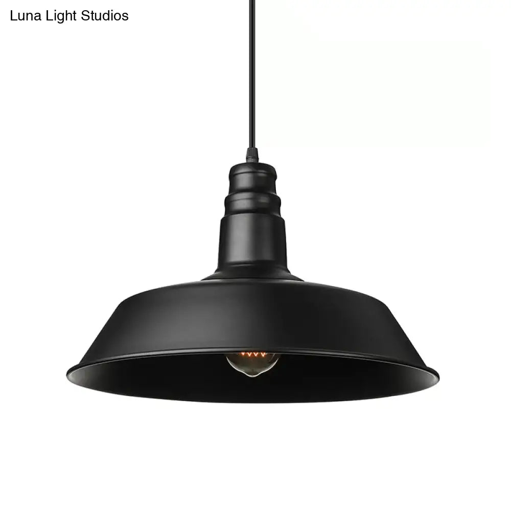 Barn-Inspired Pendant Light Industrial Metal Suspension Black Perfect For Study Room