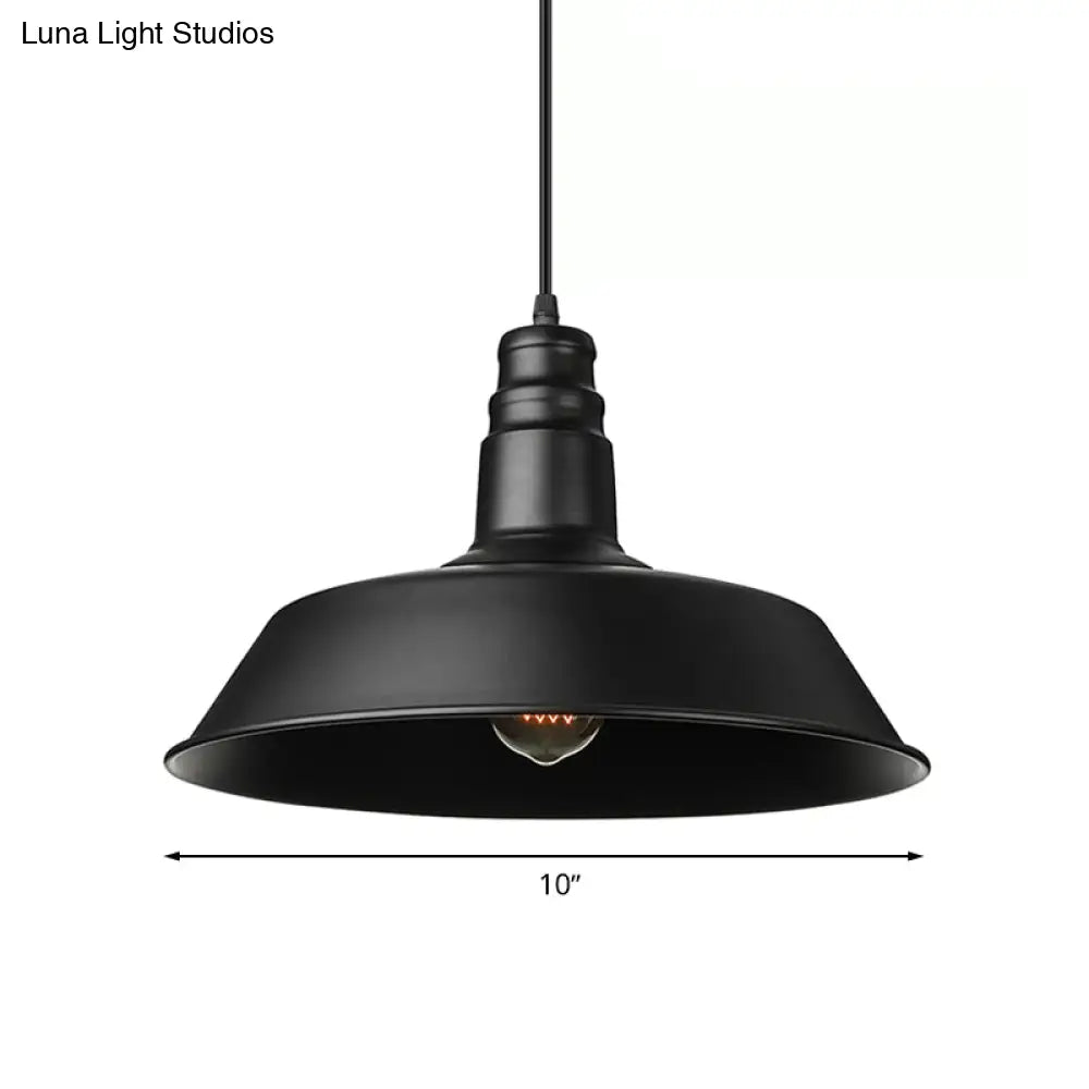 Barn-Inspired Pendant Light Industrial Metal Suspension Black Perfect For Study Room