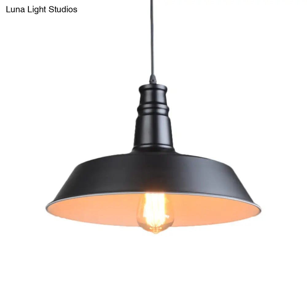 Industrial Barn Kitchen Pendant Light - 10/14 Diameter Stylish Metallic 1 Head Black Suspension