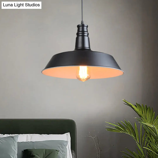 Industrial Barn Kitchen Pendant Light - 10/14 Diameter Stylish Metallic 1 Head Black Suspension