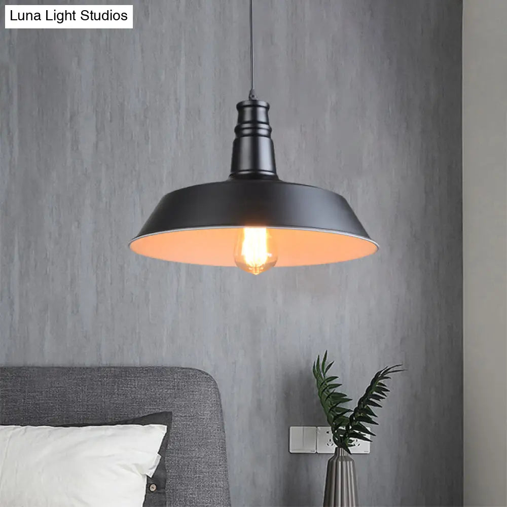 Industrial Barn Kitchen Pendant Light - 10/14 Diameter Stylish Metallic 1 Head Black Suspension / 10