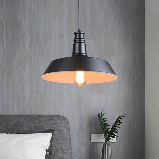 Barn Kitchen Suspension Light - 10’/14’ Diameter Industrial-Style Metallic Pendant With 1 Head