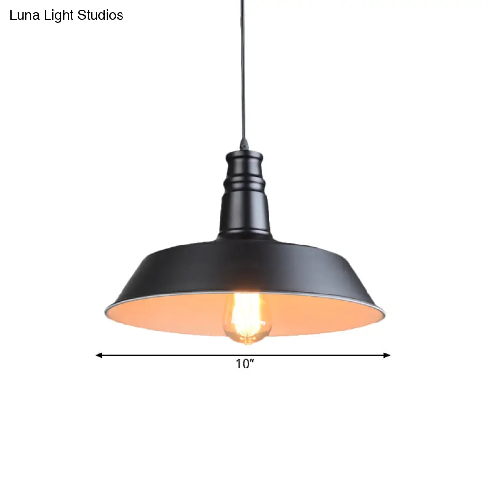 Barn Kitchen Suspension Light - 10’/14’ Diameter Industrial-Style Metallic Pendant With 1 Head