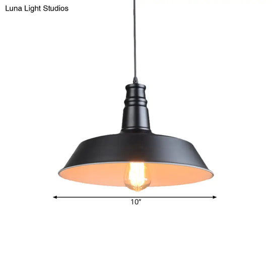 Barn Kitchen Suspension Light - 10’/14’ Diameter Industrial-Style Metallic Pendant With 1 Head