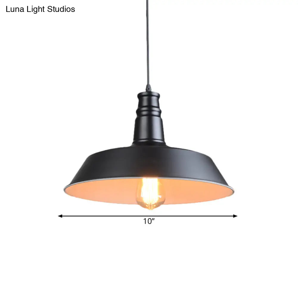 Industrial Barn Kitchen Pendant Light - 10/14 Diameter Stylish Metallic 1 Head Black Suspension