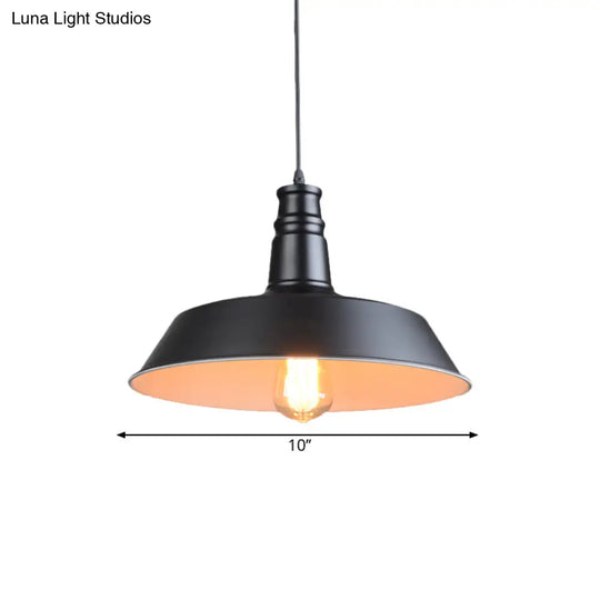 Industrial Barn Kitchen Pendant Light - 10/14 Diameter Stylish Metallic 1 Head Black Suspension